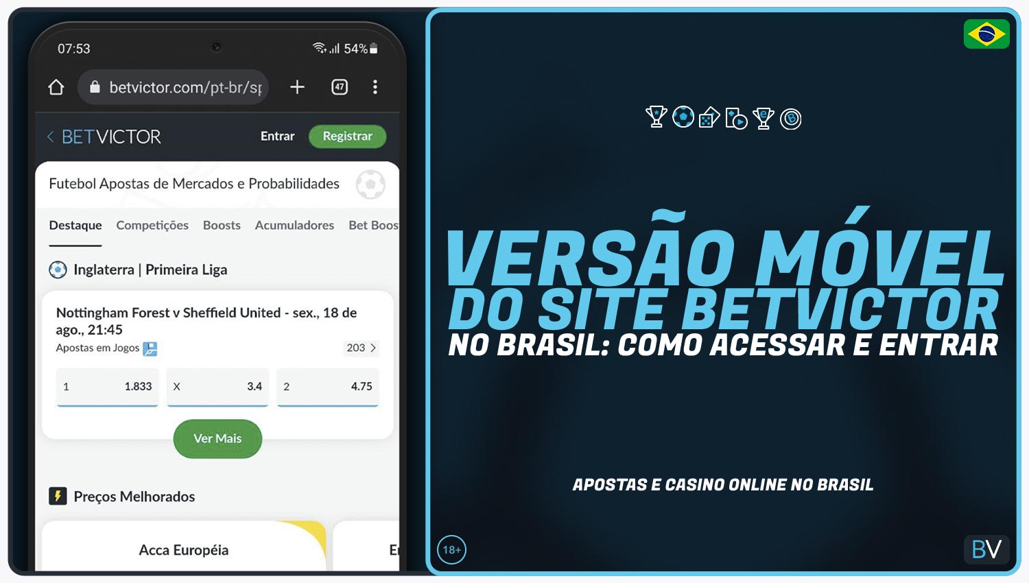 Análise detalhada da versão móvel do site da Betvictor no Brasil.