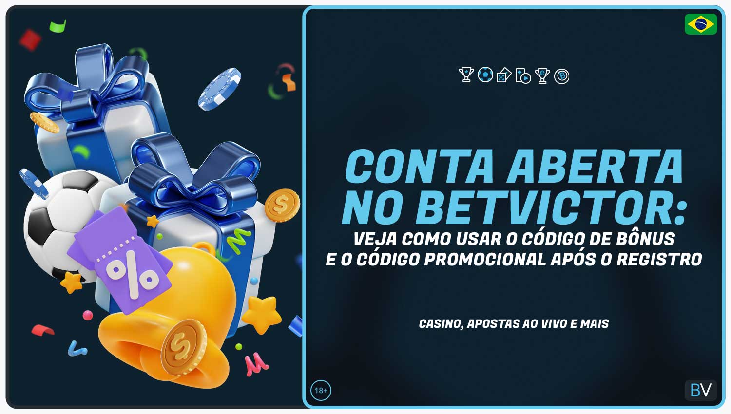 Informações detalhadas sobre como os jogadores do Brasil podem usar códigos de bônus e códigos promocionais após o registro na plataforma Betvictor.